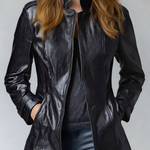 Women's Vintage Stand Collar Faux Leather Jacket