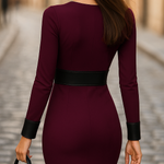 Womens Vintage Leather Stripe Bodycon Dress
