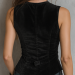 Vintage Round V-Neck Velvet Vest