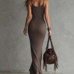 Vintage V-neck Sparkly Knitted Maxi Dress