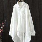 Urban Loose Black White Long Sleeves Irregular Blouse