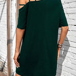 Loose Short Sleeves Asymmetric Solid Color One-shoulder Mini Dresses