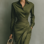 Women's Army Green Cotton Blended Maxi Dress