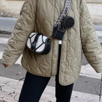 Solid Color Loose Round Neck Quilted Jacket