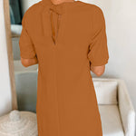 Bow Back Short Sleeves Mini Shift Dress