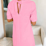 Bow Back Short Sleeves Mini Shift Dress