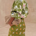 Mysterious Magic Satin Eye Heart Pattern Elastic Waist Drape Maxi Skirt