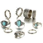 Vintage Totem Flower Turquoise 10-piece Joint Combination Ring