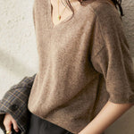 Urban Solid Color V-Neck Knitting Pullover