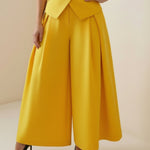 High Waisted Loose Pleated Solid Color Split-Joint Pants