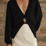 Women's V-neck Button Knitted Cardigan
