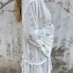 Fashionable Trumpet Lace Sleeve Hollow Dress