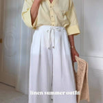 Three-quarter sleeve linen commuter shirt