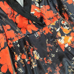 Bodycon High Waisted Contrast Color Flower Print Split-Back Split-Joint Lapel Mini Dresses