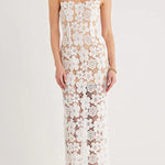 Feel Luxurious and Beautiful Crochet Flower Lace Maxi Dress