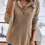 Stylish Buttoned Long Sleeve Sweater
