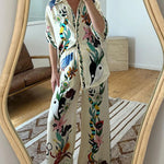 Flower jungle print casual two-piece set