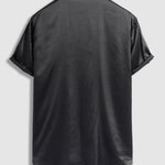 Men's Satin Striped Business Casual Short Sleeve Shirt