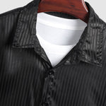 Men's Satin Striped Business Casual Short Sleeve Shirt