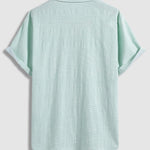 Men's textured Cuban collar casual short-sleeved shirt
