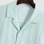 Men's textured Cuban collar casual short-sleeved shirt