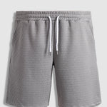 Men's textured casual round neck T-shirt shorts set