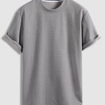 Men's textured casual round neck T-shirt shorts set
