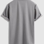 Men's textured casual round neck T-shirt shorts set