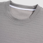 Men's solid color textured casual round neck T-shirt