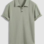 Men's solid color textured fabric casual short-sleeved polo