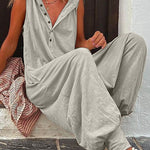 Margovil La Vie Pocketed Half Button Hoodied Jumpsuit(5 Colors Available)
