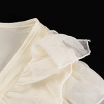 A-Line High Waisted Ruffle Trim Solid Color Tied V-Neck Mini Dresses