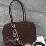 Retro multi-colored suede handbag