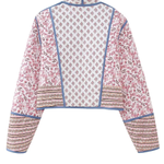 Printed Reversible Quilted Cardigan Jacket with Color Matching Small Cotton-padded Jacket