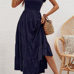 High Waist Solid Color Slim Waist Flying Sleeve Cake Skirt Dress