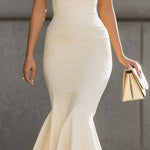 Ivory Off-the-Shoulder Mermaid Midi Dress