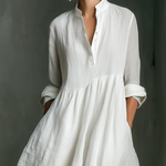 Women's White Long-sleeved Ruffled Maxi Dress