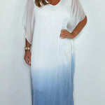 Fashionable Gradient Tie-Dye Loose V-Neck Midi Dress