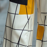 High Waisted Loose Asymmetric Printed Split-Joint Pants Trousers
