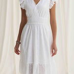 A-Line Loose Elasticity Hollow Pleated Solid Color V-Neck Mini Dresses
