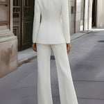 Tailored Pantsuit With Floral Lapel Detail