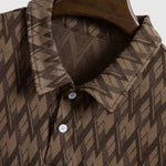 Men's geometric retro half button lapel short sleeve polo