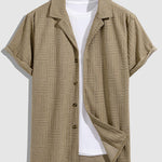 Men's geometric terry texture shirt casual shorts set