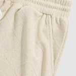 Men's diamond geometric terry texture shirt casual shorts set