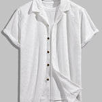 Men's Chinese style wave terry texture Cuban collar short-sleeved shirt