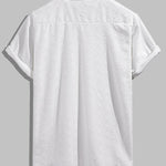 Men's Chinese style wave terry texture Cuban collar short-sleeved shirt