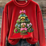Women's Christmas Tree Art Print Flannel Sweatshirt
