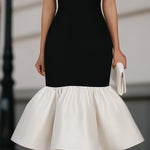 Square Neck Sleeveless Ruffle Hem Midi Dress
