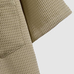 Men's Solid Color Textured Waffle Cuban Collar Short Sleeve Shirt