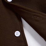 Men's textured casual Cuban collar solid color shirt
